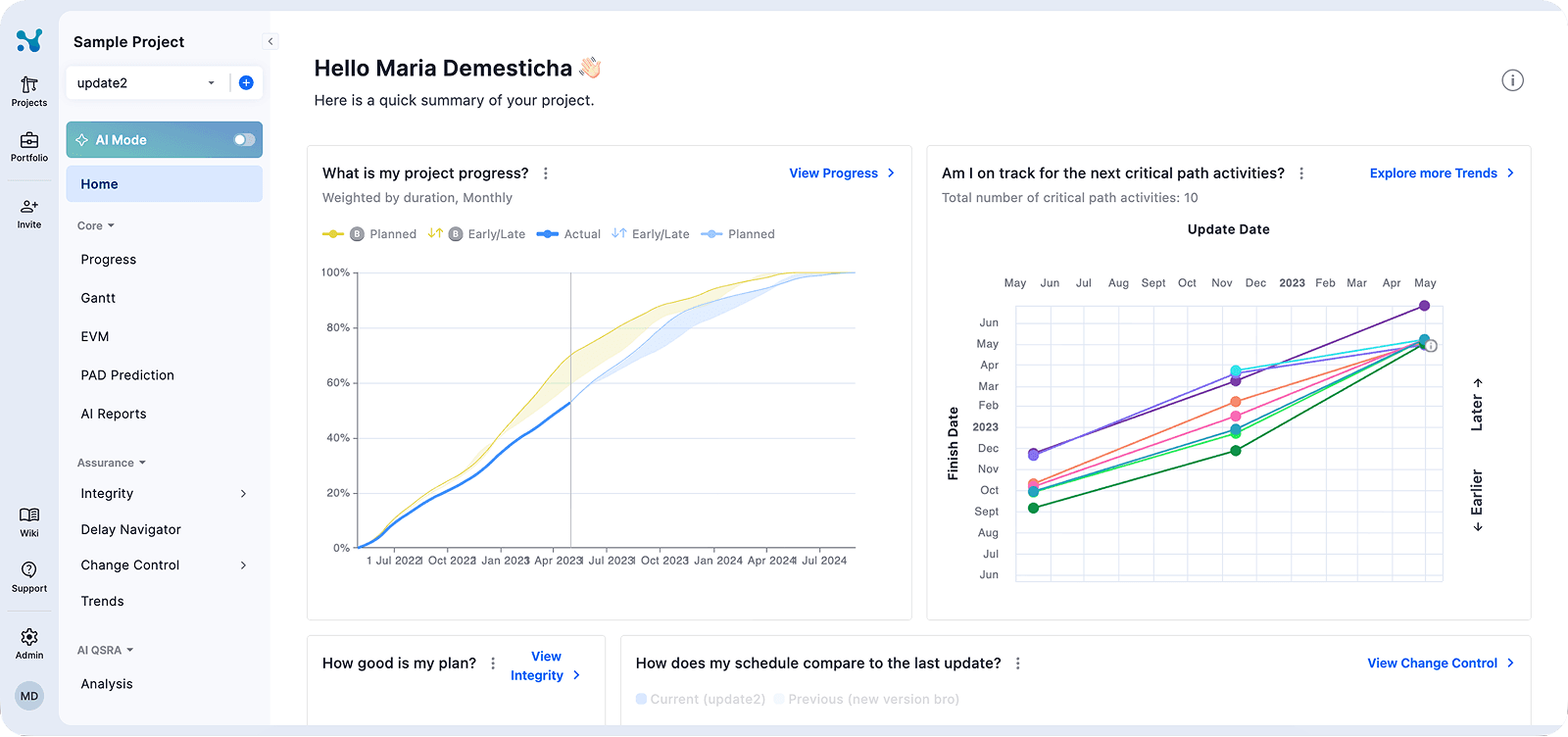Nodes and Links project dashboard with the redesigned navigation