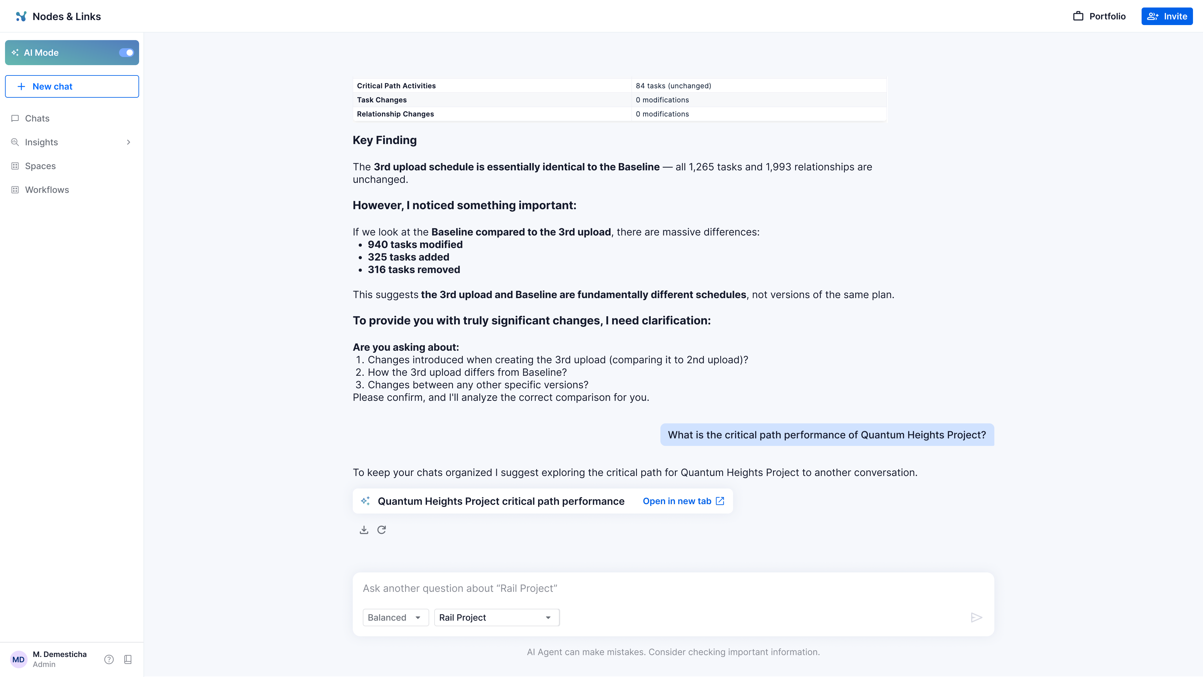 AI conversation before changing project context