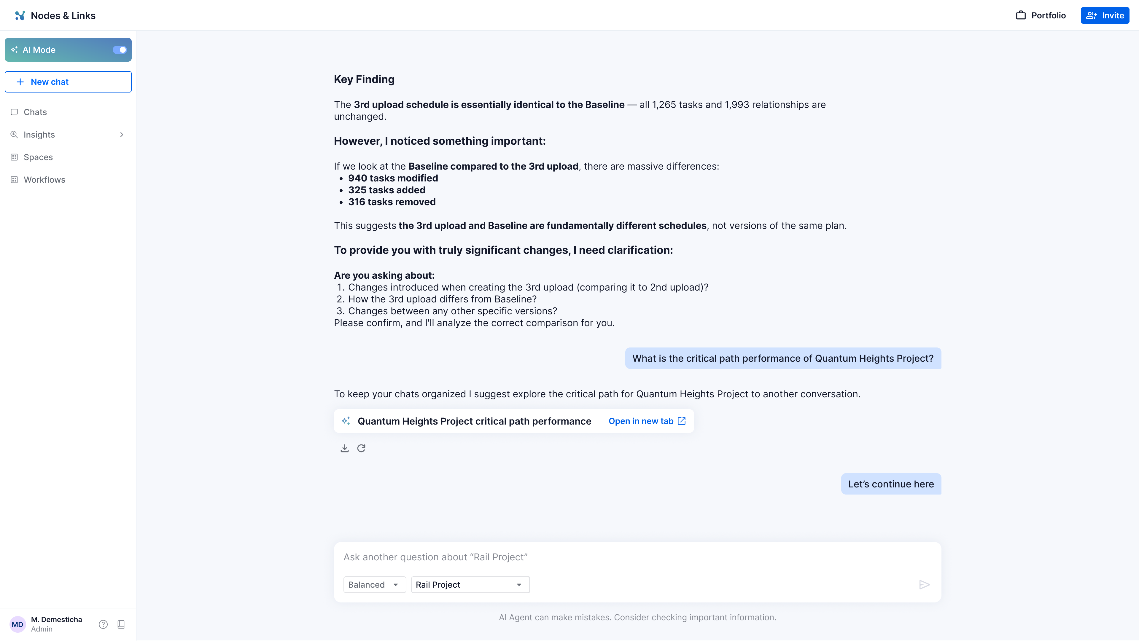 Topic navigation within a long AI conversation